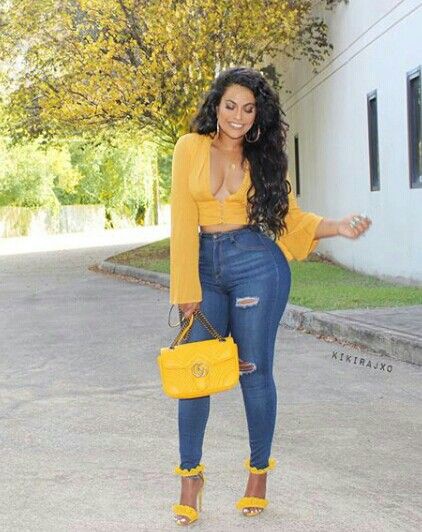 Crop top,  Mom jeans: Slim-Fit Pants,  Mom jeans,  Fashion Nova,  Yellow Outfits Girls  