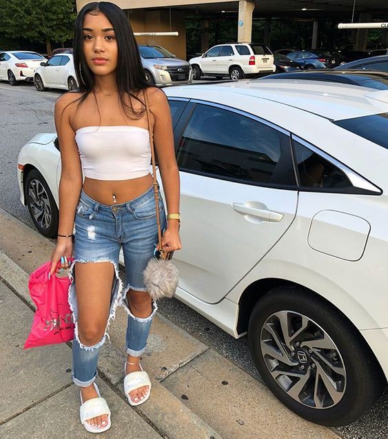 My Sister?: Tube Tops Outfit,  Ripped Jeans  