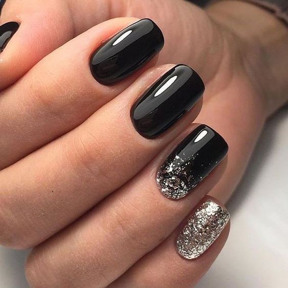 Black shellac nails: Nail Polish,  Nail art,  Gel nails,  French manicure,  Pretty Nails  