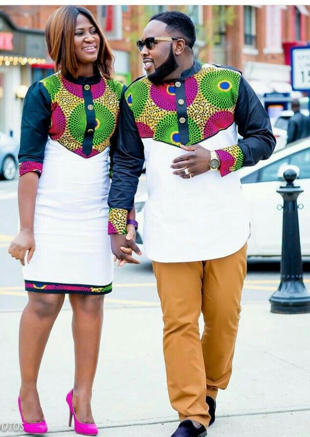 Modern african attire for couples: Kente cloth,  Matching African Outfits,  Clothing Ideas  