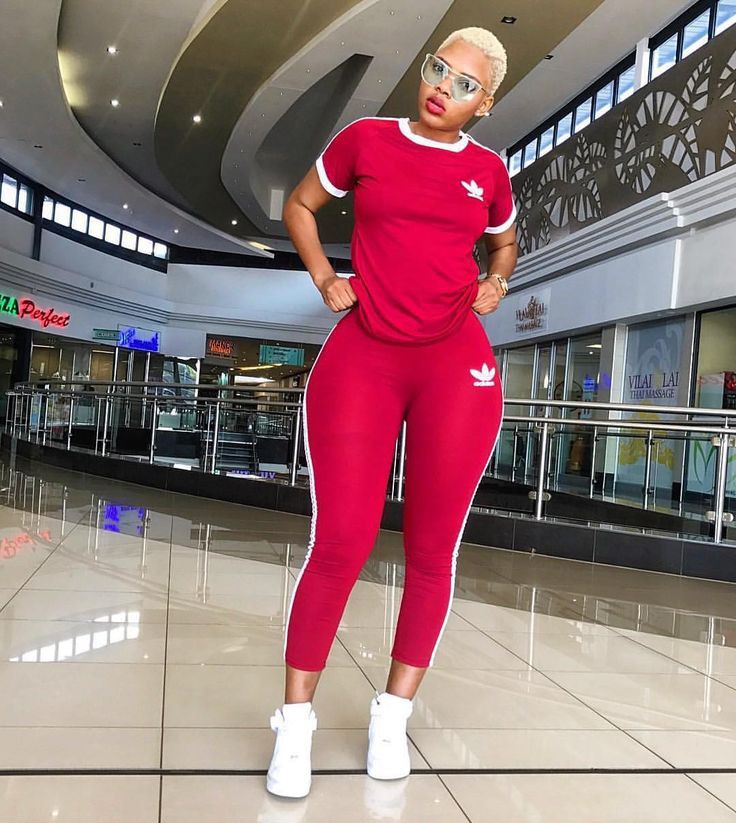 Red adidas set for women: Baddie Outfits,  Adidas Joggers  