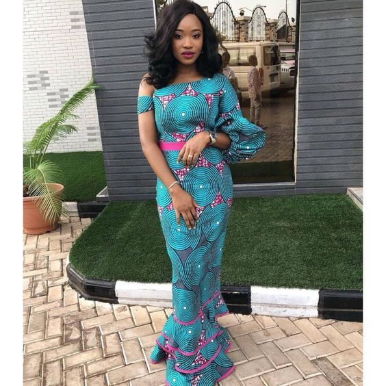 African wax prints: Aso ebi,  Kente cloth,  Ankara Long Gown  