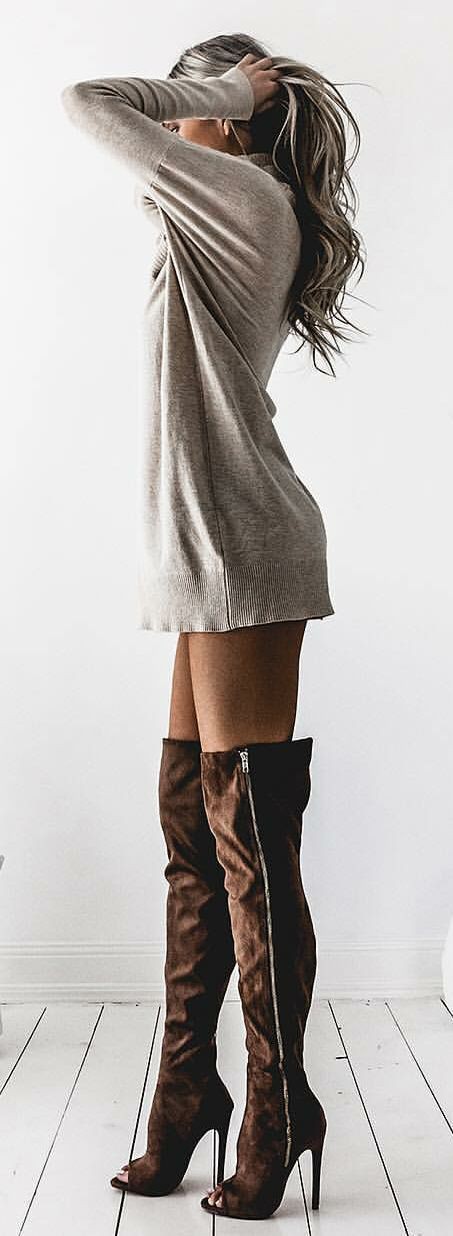 Knee high boots outfit: High-Heeled Shoe,  Boot Outfits,  Over-The-Knee Boot,  Knee highs  