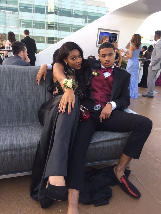 Couples all black prom outfits: Prom Outfit Couples,  Prom Suit  