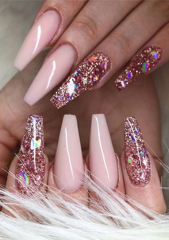 Glitter nails 2019, Nail art, Nail Polish: Nail Polish,  Nail art,  Gel nails,  Pretty Nails  