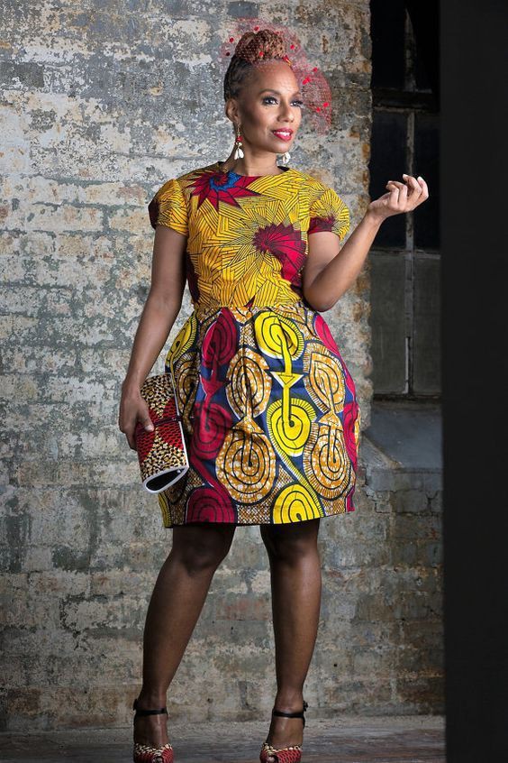 Simba African Print Dress: Aso ebi,  Dutch Wax,  Tea Dress  