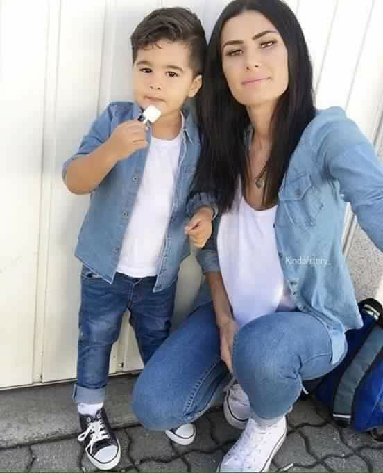 newborn boy and mom matching outfits