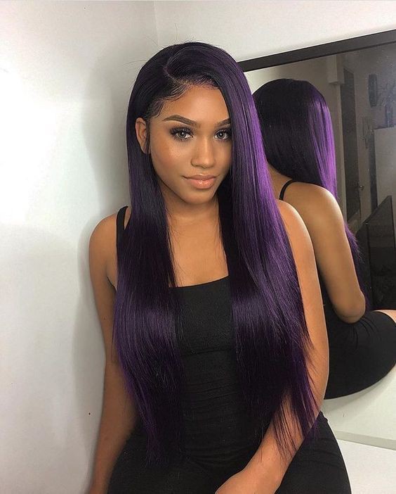 Purple human hair wig: Lace wig,  Bob cut,  Prom Hairstyles,  Lace Closures  