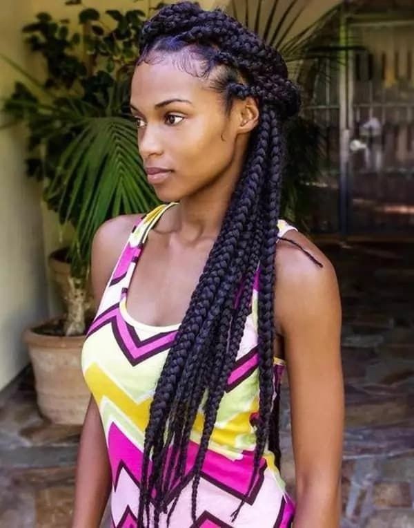 Big braids, Box braids, Lace wig: Lace wig,  African Americans,  Box braids,  Braided Hairstyles,  French braid  