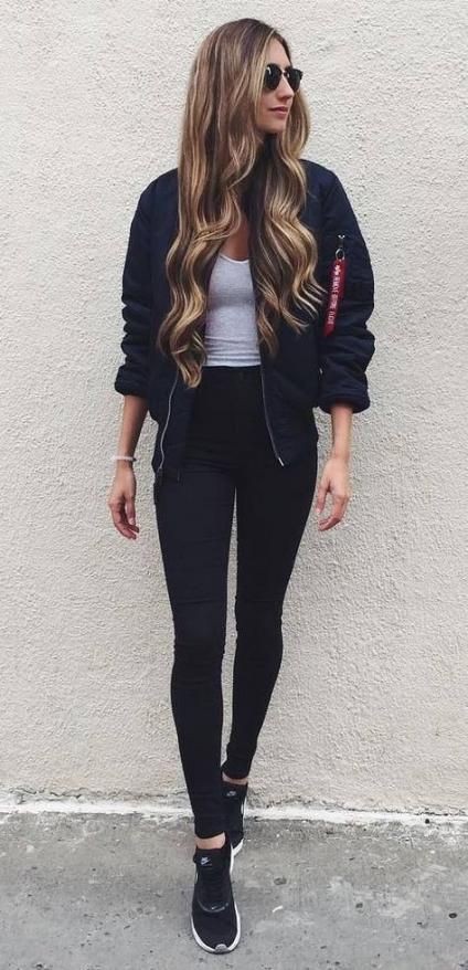 Flight jacket, Flight jacket, Alpha Industries: Leather jacket,  Flight jacket,  Legging Outfits  