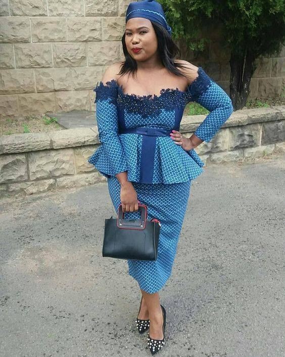 Seshoeshoe peplum dresses: Folk costume,  Sotho people,  Shweshwe Dresses Ideas  