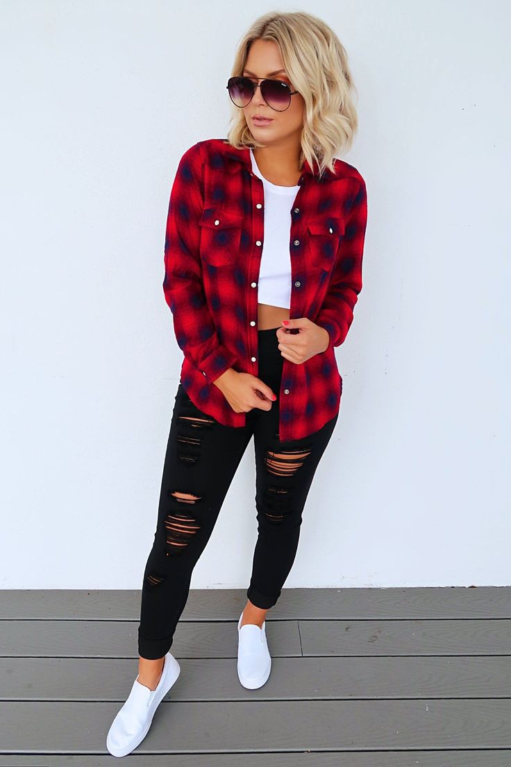 Cute Flannel Outfit Ideas For 2019: Flannel Shirt Outfits,  Plaid Shirt  