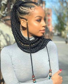 Braided ponytail hairstyles for black women: Afro-Textured Hair,  Long hair,  Crochet braids,  Braided Hairstyles,  Braided Ponytail  