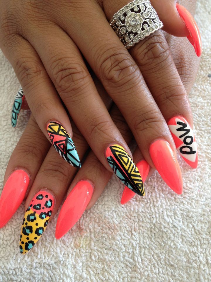 Red Coffin Nails On Brown Skin: Nail Polish,  Nail art,  Acrylic Nails,  Pretty Nails  