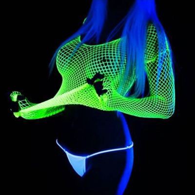 Glowing Fishnet Bodysuit Outfit For Girls: Glowing Fishnet Outfit,  Glow In Dark  