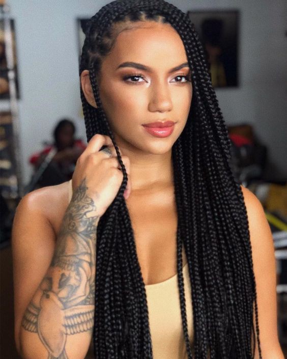 Cute and pretty 30 inch box braids: Lace wig,  Hairstyle Ideas,  Crochet braids,  Box braids,  Braided Hairstyles,  Synthetic dreads  