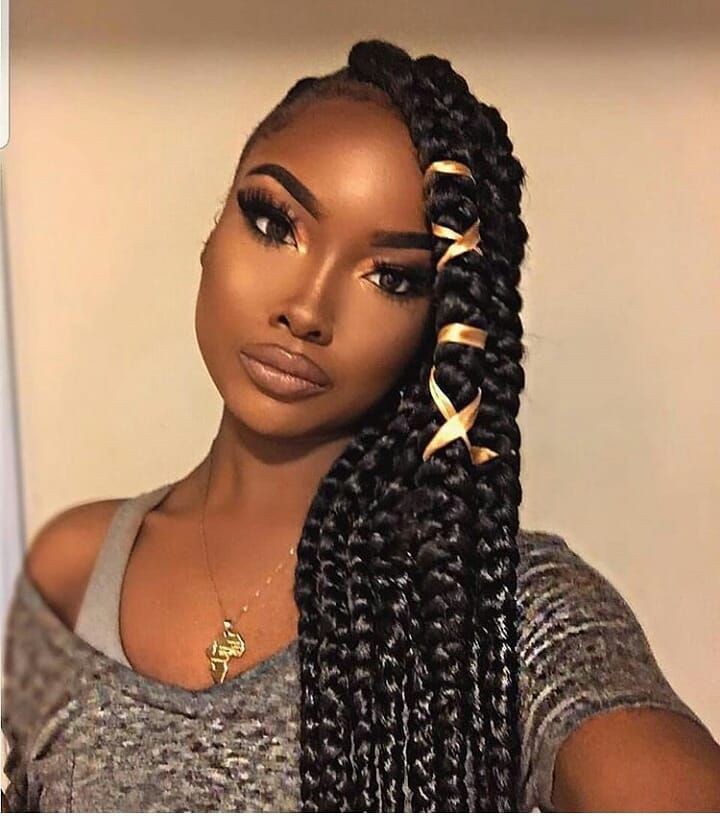 Braids for black women, Golden lace braid on dark skin: Crochet braids,  Box braids,  Short hair,  Braided Hairstyles  