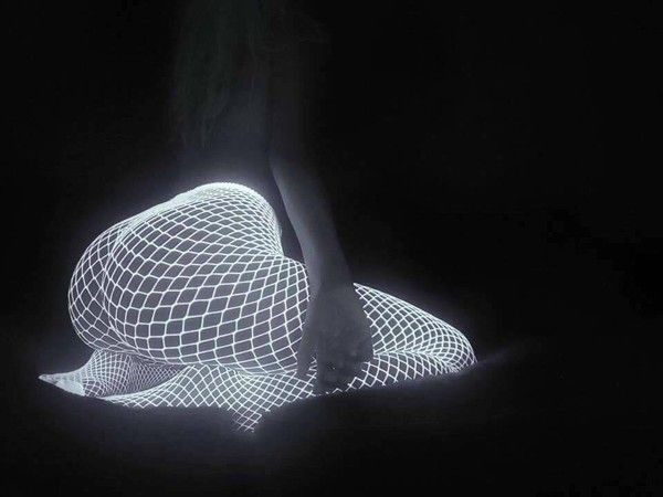 Glow In The Dark Fishnets White Outfit: Glowing Fishnet Outfit,  Glow In Dark  