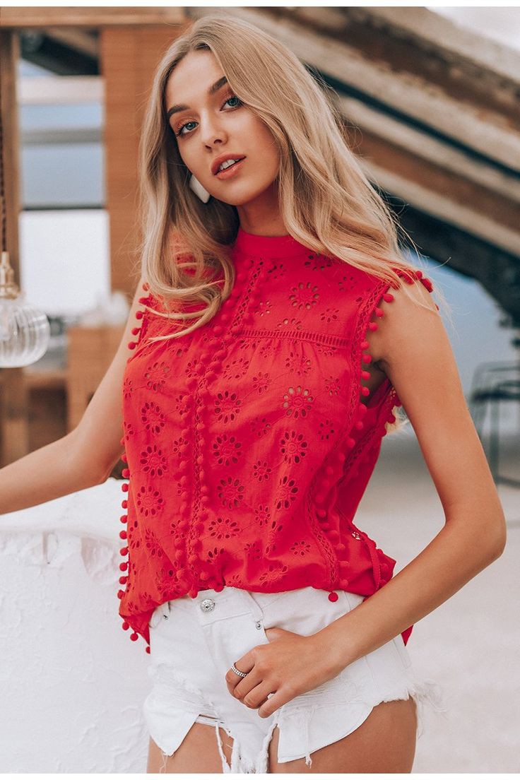 Outfit Ideas With Red Top, Sleeveless shirt, Crop top: Sleeveless shirt,  Red top  
