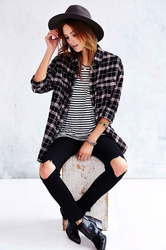 Flannel with striped shirt, Casual wear: Slim-Fit Pants,  shirts,  Flannel Shirt Outfits,  Plaid Shirt  