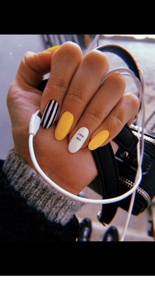 Yellow Acrylic Nails On Brown Skin On Stylevore