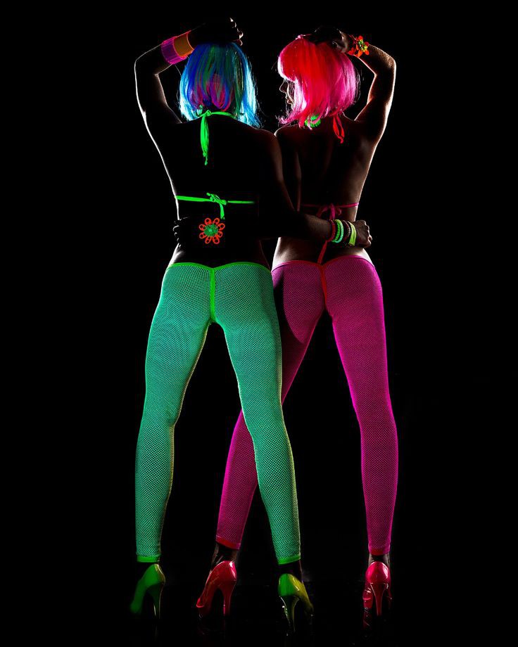 Blacklight Glow Women's Rave Clothing: Glowing Fishnet Outfit,  Glow In Dark  