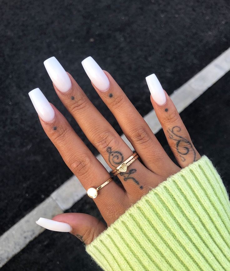 White Acrylic Nails On Dark Skin On Stylevore