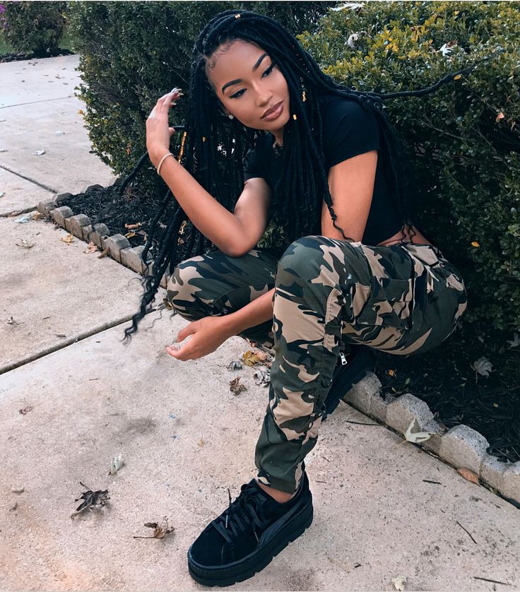 Karin jinsui in faux locs: Lace wig,  Box braids,  Military Outfit Ideas  