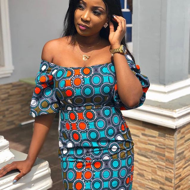 off shoulder short gown ankara