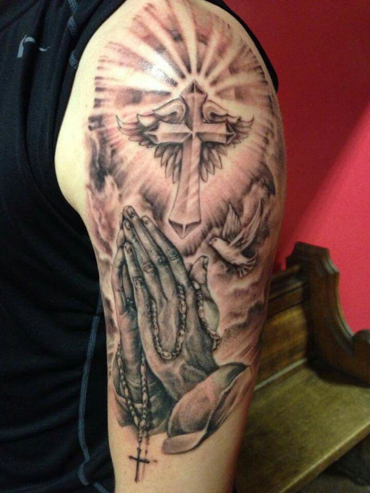 Must have amen hand tattoo, Praying Hands: Sleeve tattoo,  Tattoo Ideas,  Body art,  Religious Tattoos  
