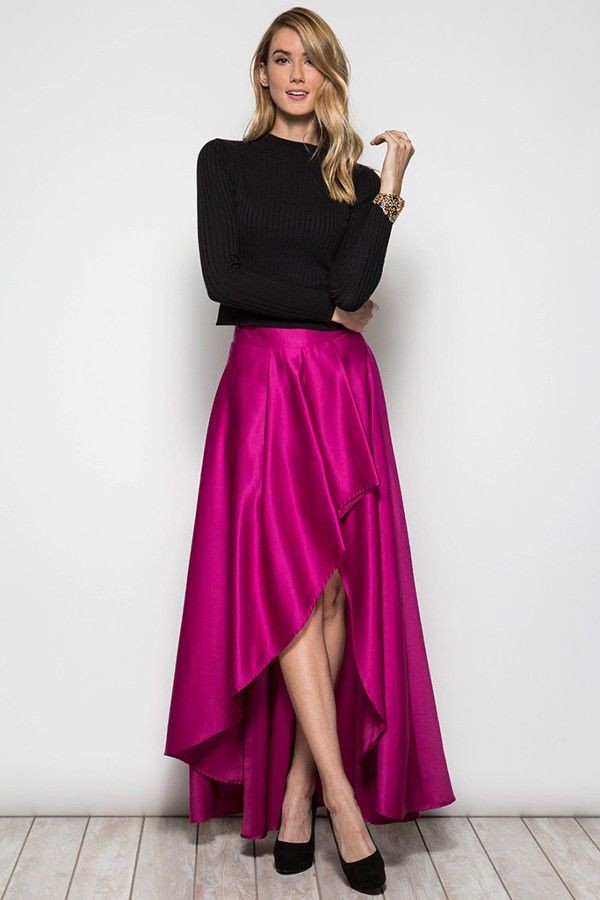Pink And Black A-Line Skirts For Bridemaids: Evening gown,  Pencil skirt,  High-Low Skirt,  Pink Outfits Ideas  