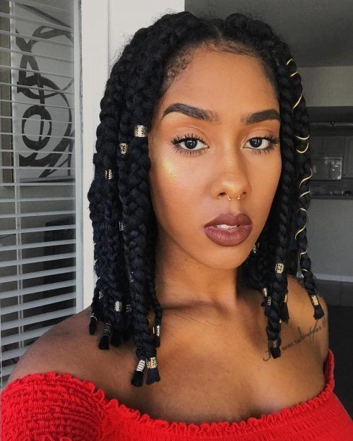 Perfectly designed shoulder length braids for girls: Afro-Textured Hair,  Bob cut,  Crochet braids,  Box braids,  Regular haircut  