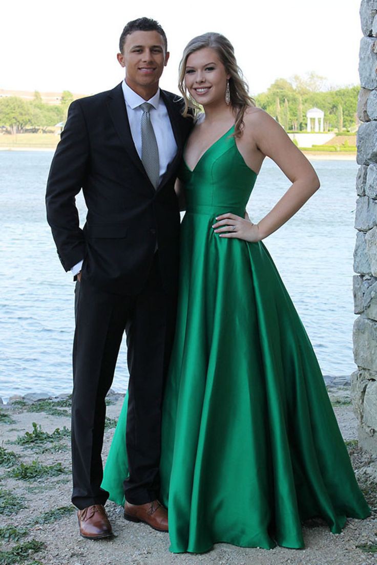 Green satin prom dress, Evening gown: Backless dress,  Evening gown,  Homecoming Outfits  