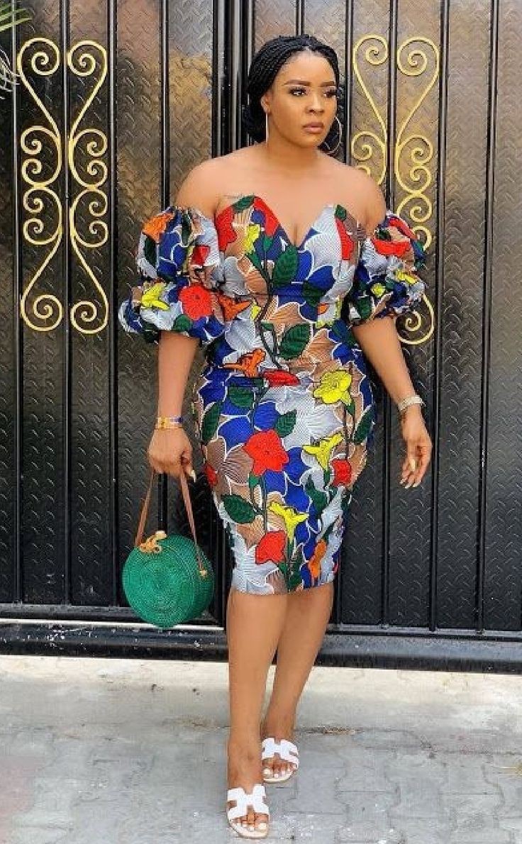 off shoulder short gown ankara