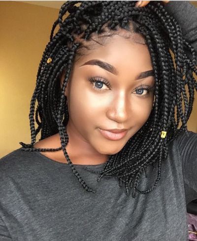 Image of Box braids short hair afro