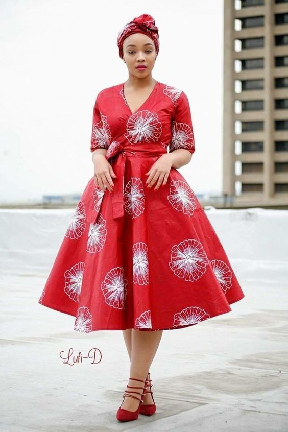 Stylish Red xhosa makoti shweshwe dresses