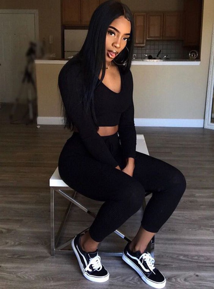 Instagram All Black Baddie Outfits With Vans on Stylevore