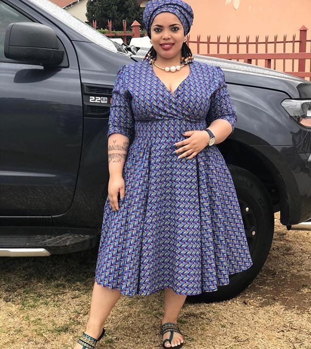 Traditional South African Shweshwe Dresses For Plus Size on Stylevore