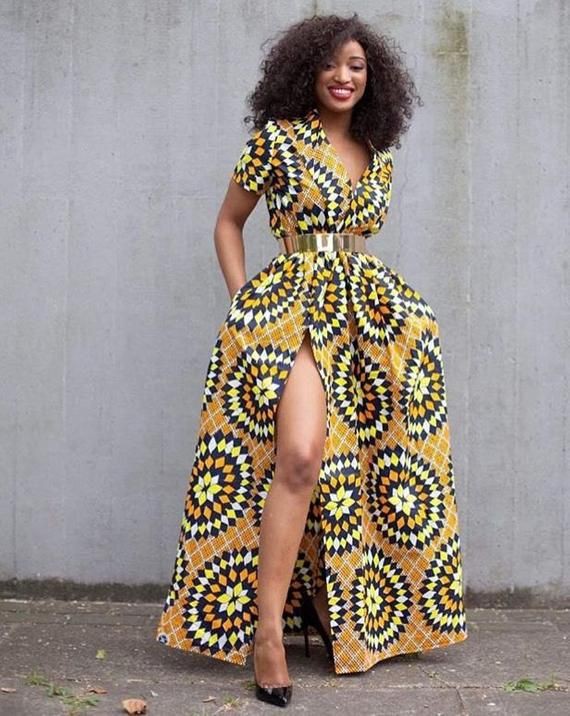 Beautiful V Neck Ankara Maxi Dress For Girls: Cocktail Dresses,  Sleeveless shirt,  Maxi dress,  Ankara Outfits  