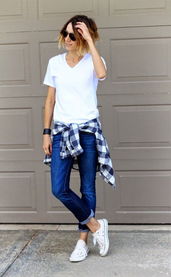 Check Shirt For Girls On Blue Jeans On Stylevore