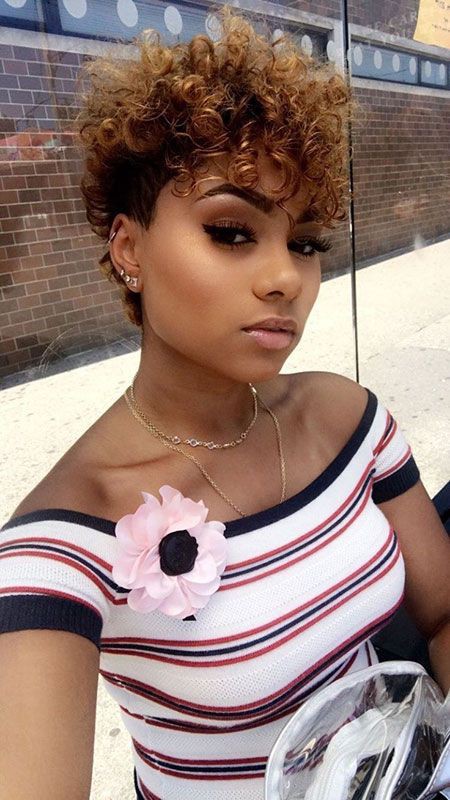 Pixie cut with curls on top: Afro-Textured Hair,  Bob cut,  Short hair,  Pixie cut,  Short Curly Hairs  