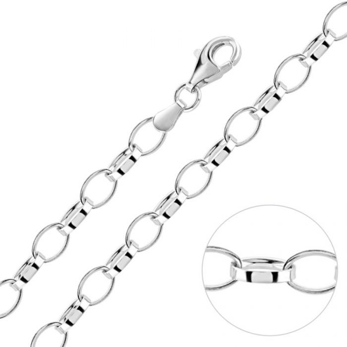 Sterling Silver 4.9mm Oval Belcher Chain Necklace £36.00: 