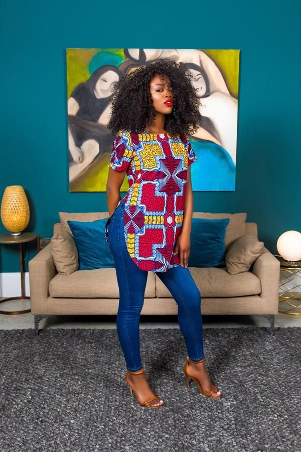 ankara and jeans combination