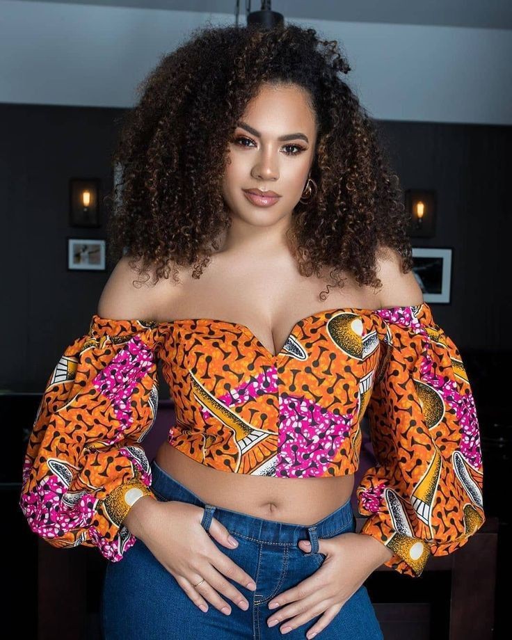 Ankara Crop Top With Denim Jeans: ankara tops  