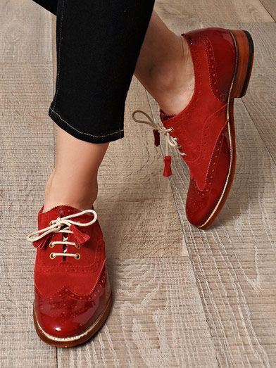Want to try red shoes women, Brogue shoe