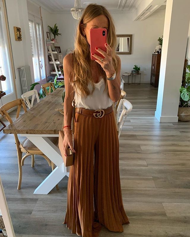 What to wear with palazzo pants?: Pleated Palazzo Pants  