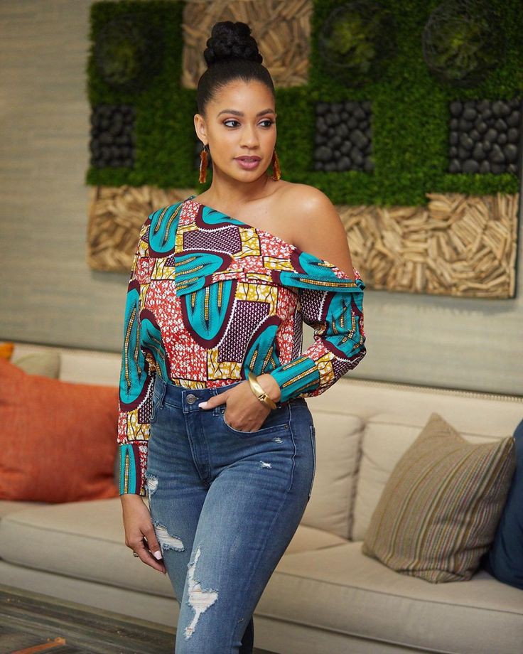 African Wax Prints Crop Top With Denim: Clothing Ideas,  Ankara With Denim  