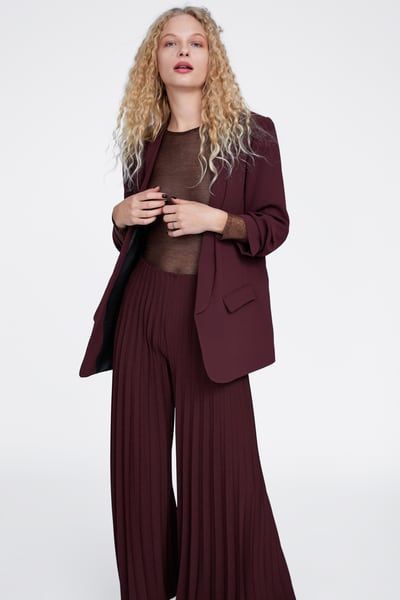 Zara pleated wide leg pants: Pleated Palazzo Pants,  Pleated Trousers  