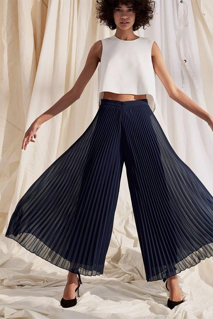 Crop top with Pleated Palazzo Pants: Crop top,  Club Monaco,  Pleated Palazzo Pants,  Palazzo Capri Pants  