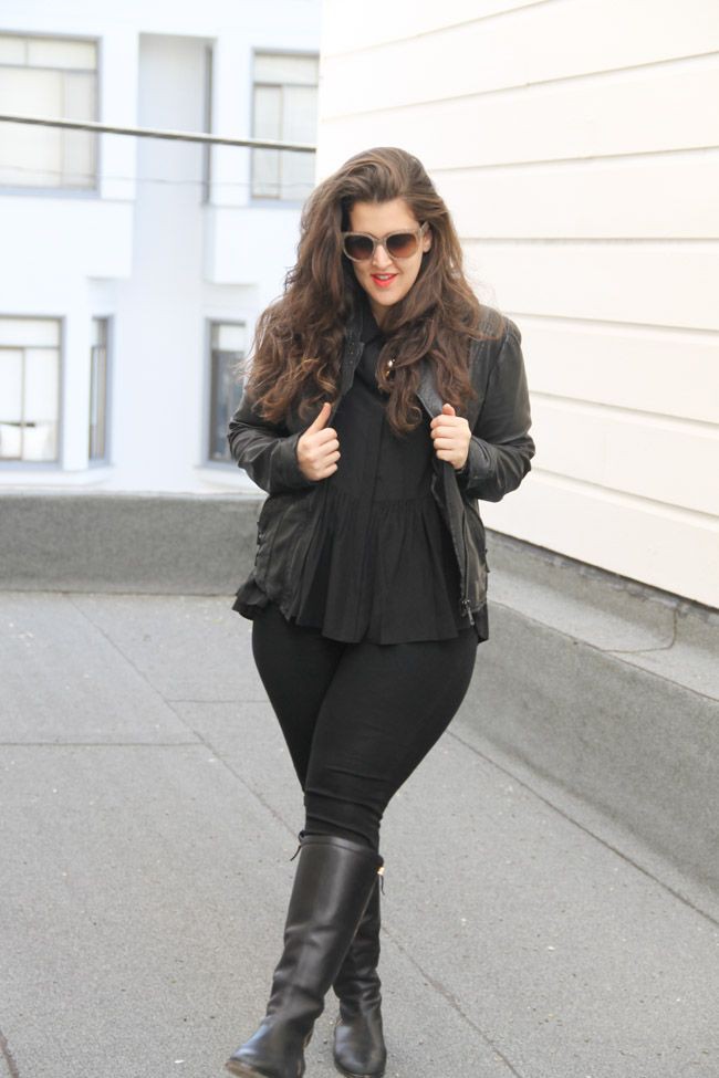 Cute Legging Ideas For Plus Size Girls: Leather jacket,  Legging Outfits  